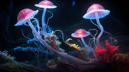 Bioluminescent alien landscapes nature