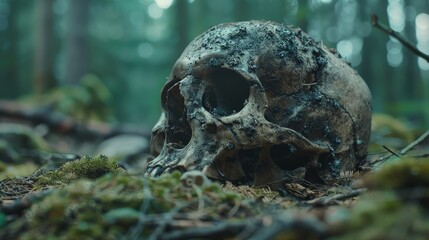 a skull in the woods