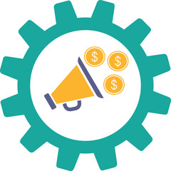 Marketing Gear Icon Illustration