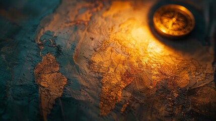 View of a map with illuminated light (
