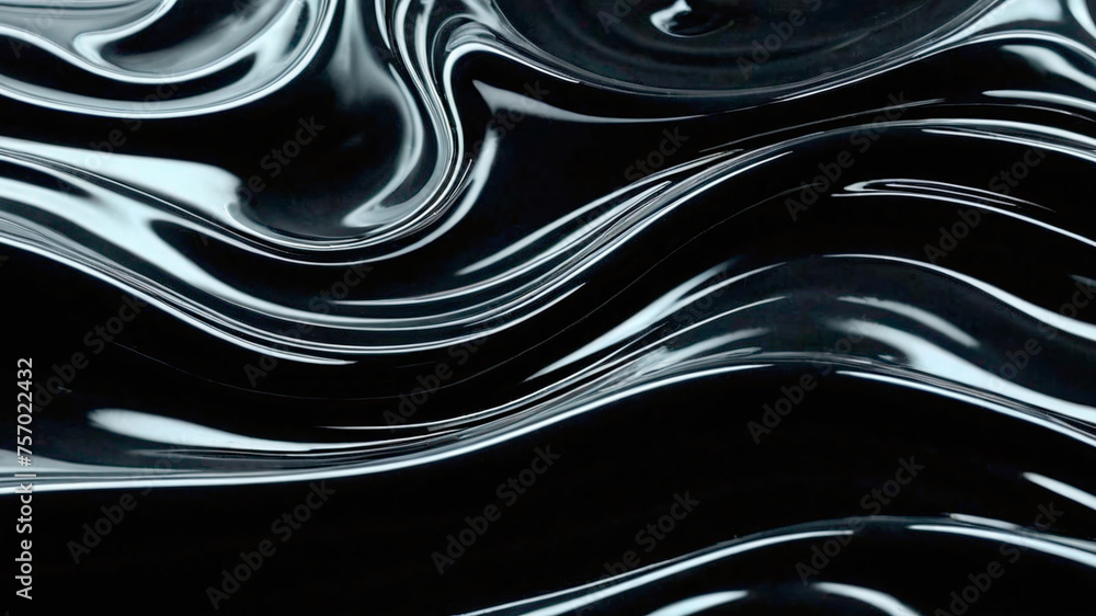 Poster abstract background of black liquid with some smooth lines coming out of it