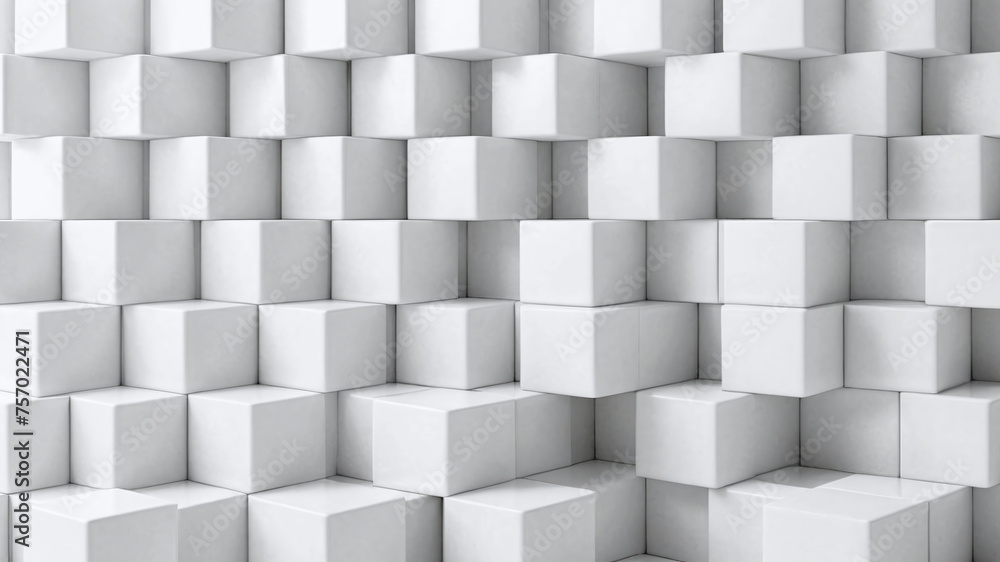 Poster abstract 3d rendering of white cubes background. creative design concept.