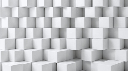 Abstract 3d rendering of white cubes background. Creative design concept.