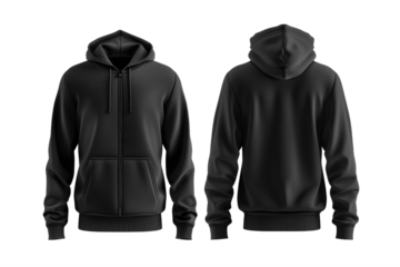 black tracksuit mockup with front and back views,