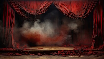 theatre stage with a red curtain