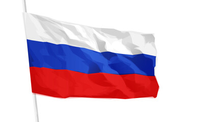 Waving realistic russian flag isolated on white background. Vector illustration.
