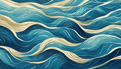seamless pattern with waves, Seamless pattern background of beautiful blue ocean waves