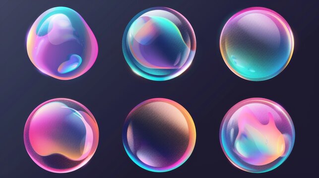 Abstract shape with blurry gradients on a transparent background. Modern set of soft geometric form mesh elements with blurry effects. Vibrant iridescent splash sticker.