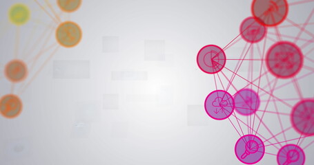 Image of networks of connections, scopes scanning and data processing on screens