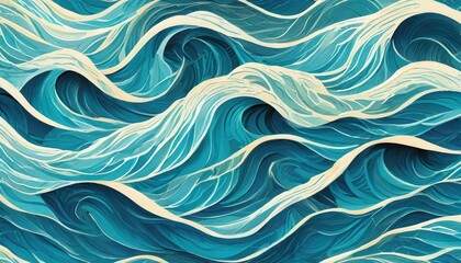 abstract blue background, Seamless pattern background of beautiful blue ocean waves