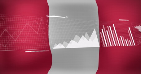 Naklejka premium Image of data processing over flag of peru