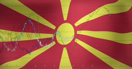Image of data processing over flag of macedonia