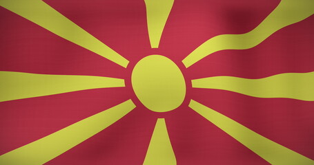 Image of data processing over flag of macedonia