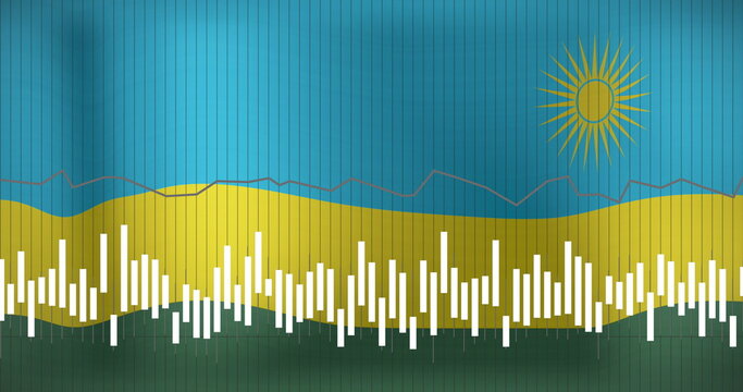 Naklejki Image of data processing over flag of rwanda