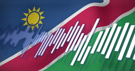 Image of data processing over flag of namibia