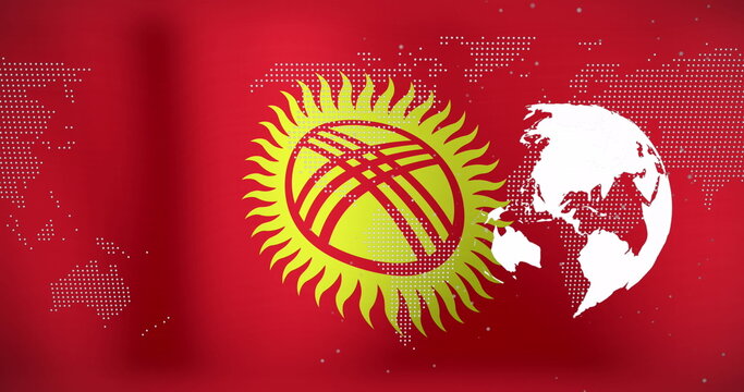 Naklejki Image of data processing over flag of kyrgyzstan