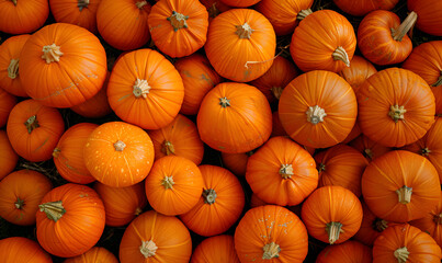 Abundance of fresh and healthy pumpkins fruit background, Generative AI 