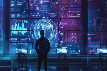 Obraz premium Advanced cybersecurity systems in action protecting digital data with encryption, a secure network infrastructure banner concept with space for text or copyspace. Connecting verified credentials