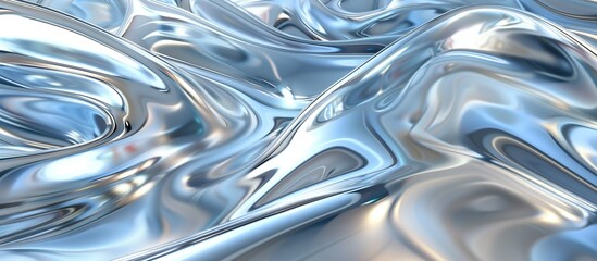 Fluid metallic waves background. Elegant liquid silver wave with monochromatic color palette and glossy texture.