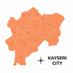 Kayseri City map illustration. Map of the city in Turkey