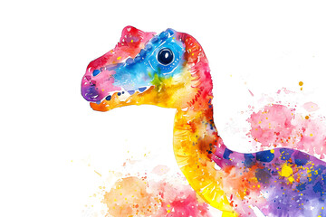 Fototapeta premium Colorful dinosaur watercolor illustration Isolated background
