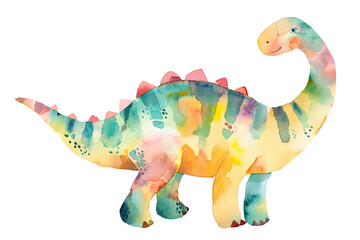 Little dinosaur watercolor illustration Isolated on white background