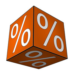 Cube with percent symbol - 3D illustration - 757027651