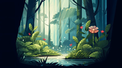 special plants in the forest vector illustration