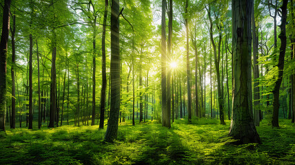 Fototapeta na wymiar sunshine forest is a natural oxygen bar