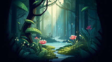 special plants in the forest vector illustration - obrazy, fototapety, plakaty