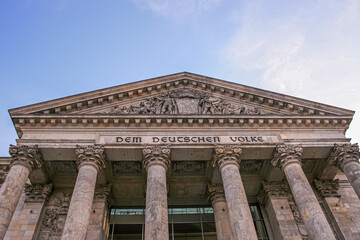 The Reichstag, a historic legislative government building on Platz der Republik in Berlin