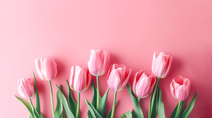 Happy Mother's Day. Pink tulip background board. Women's Day. Birthday. The concepts of maternal love.