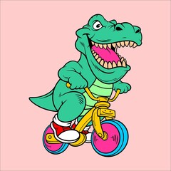 dinosaur riding a bicycle