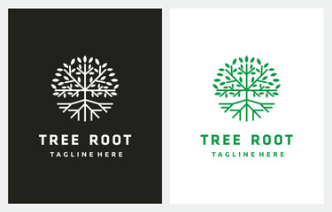 Circle Tree Root Minimalist Modern logo design inspiration
