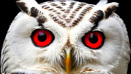 Wandcirkels aluminium white owl red eye © praveen