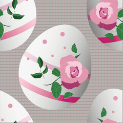 Easter Egg. Seamless pattern.Chicken eggs.Image on a white background.Vector - 757030264