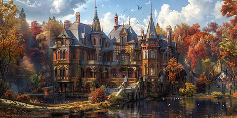 town country, landscape, tree, home, nature, building, white, sky, wood, architecture, cottage, season, wooden, forest,  trees, frost, village, rural