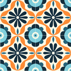 Naklejka premium Retro vintage seamless tile pattern. Abstract modern geometric Trendy background