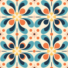Retro vintage seamless tile pattern. Abstract modern geometric Trendy background in 70s style