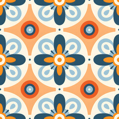 Retro vintage seamless tile pattern. Abstract modern geometric Trendy background in 70s style