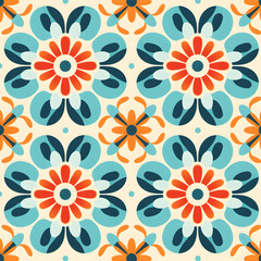 Fototapeta premium Retro vintage seamless tile pattern. Abstract modern geometric Trendy background in 70s style