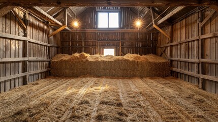 Fototapeta na wymiar : A pile of hay inside a barn