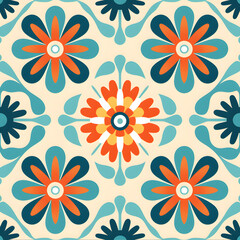 Retro vintage seamless tile pattern. Abstract modern geometric Trendy background in 70s style