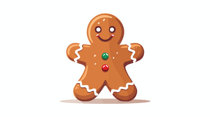 Gingerbread Man Cookie. Flat cartoon Christmas green