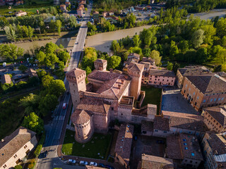 aerial view of Vignola and its castle, Modena, Emilia Romagna, Italy - 757032873