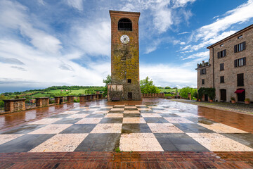 View of the medieval town of Castelvetro di Modena, Emilia Romagna, Italy - 757033090