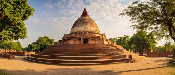 Naklejka premium Dhamek stupa in Sarnath. Sarnath is a Buddhist 
