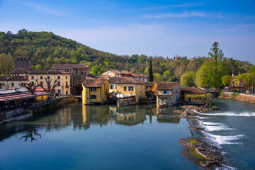 The beautiful village of Borghetto near Valeggio sul Mincio. Province of Verona, Veneto, Italy - 757033290