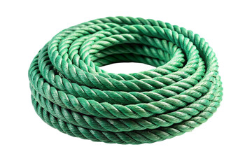 Obraz premium Green rope roll isolated on transparent background.
