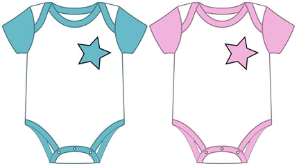 Two Body with star - Pink and light blue color - Newborn clothing - Birth vector graphics for greeting cards, baby accessories, baby shower,, sweatshirt, prints, cricut,, sublimation	 - obrazy, fototapety, plakaty